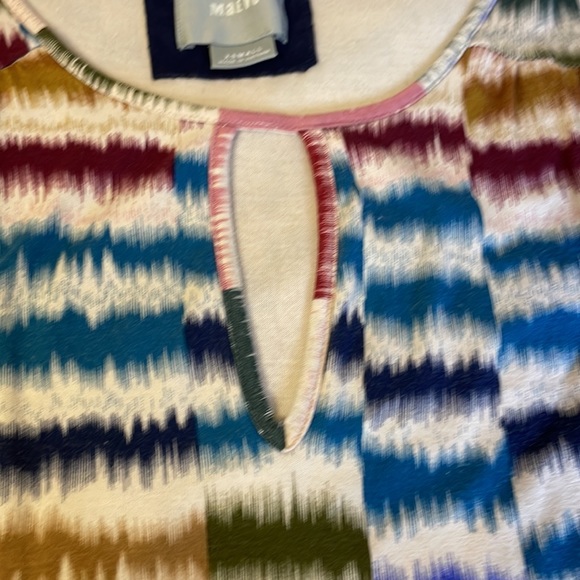 Anthropologie Maeve Sennebec Keyhole Dress Multicolor Rainbow Jersey Knit - Picture 6 of 11